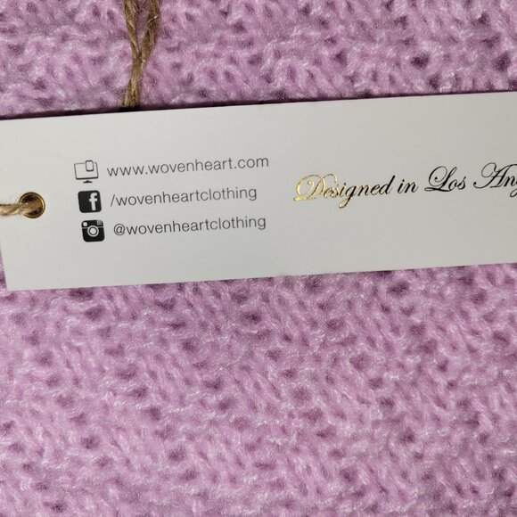 Woven Heart Cable Knit Pink Turtleneck Chunky Sweater Size Medium NWT - Picture 8 of 12